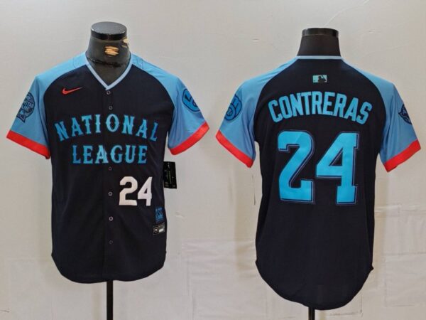 Men's National League #24 William Contreras Navy 2024 All-Star Limited Stitched Baseball Jerseys