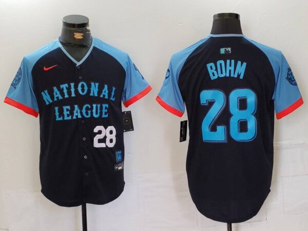 Men's National League #28 Alec Bohm Navy 2024 All-Star Limited Stitched Baseball Jerseys