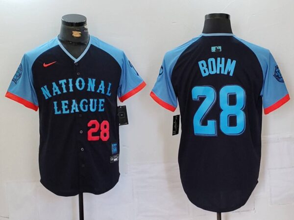 Men's National League #28 Alec Bohm Navy 2024 All-Star Limited Stitched Baseball Jerseys