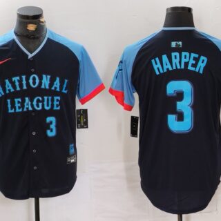 Men's National League #3 Bryce Harper Navy 2024 All-Star Limited Stitched Baseball Jerseys