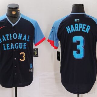 Men's National League #3 Bryce Harper Navy 2024 All-Star Limited Stitched Baseball Jerseys