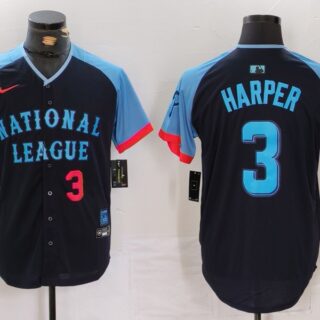 Men's National League #3 Bryce Harper Navy 2024 All-Star Limited Stitched Baseball Jerseys