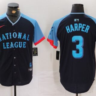 Men's National League #3 Bryce Harper Navy 2024 All-Star Limited Stitched Baseball Jerseys