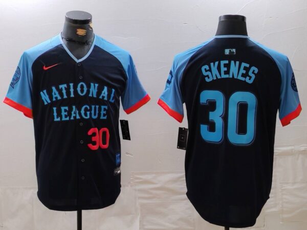 Men's National League #30 Paul Skenes Navy 2024 All-Star Limited Stitched Baseball Jerseys