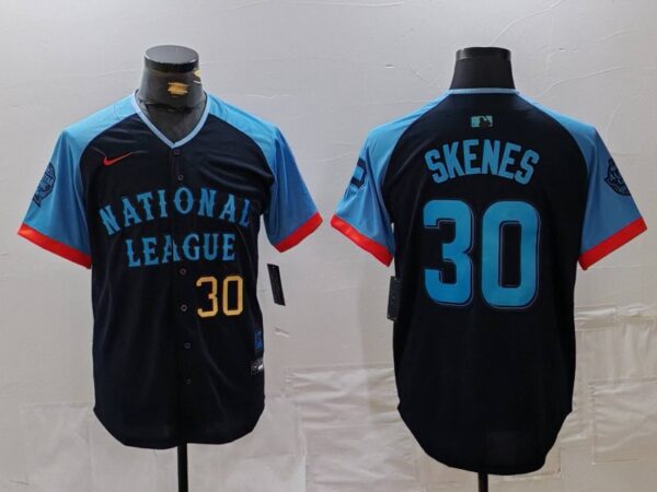 Men's National League #30 Paul Skenes Navy 2024 All-Star Limited Stitched Baseball Jerseys