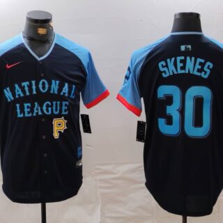 Men's National League #30 Paul Skenes Navy 2024 All-Star Limited Stitched Baseball Jerseys