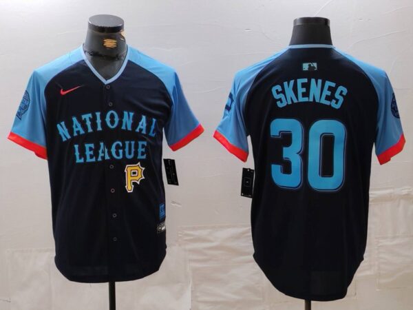 Men's National League #30 Paul Skenes Navy 2024 All-Star Limited Stitched Baseball Jerseys