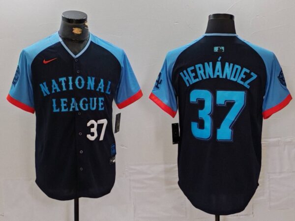 Men's National League #37 Teoscar Hernandez Navy 2024 All-Star Limited Stitched Baseball Jerseys