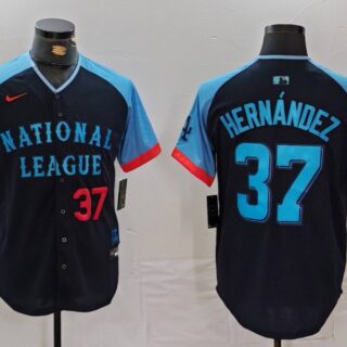 Men's National League #37 Teoscar Hernandez Navy 2024 All-Star Limited Stitched Baseball Jerseys