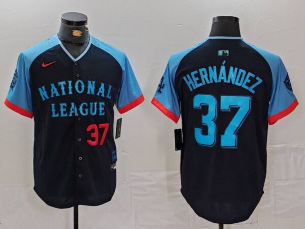Men's National League #37 Teoscar Hernandez Navy 2024 All-Star Limited Stitched Baseball Jerseys