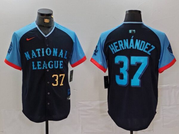 Men's National League #37 Teoscar Hernandez Navy 2024 All-Star Limited Stitched Baseball Jerseys