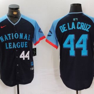 Men's National League #44 Elly De La Cruz Navy 2024 All-Star Limited Stitched Baseball Jerseys