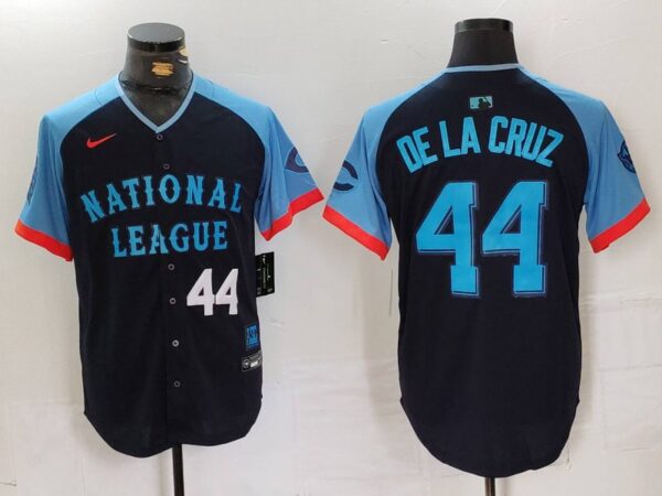 Men's National League #44 Elly De La Cruz Navy 2024 All-Star Limited Stitched Baseball Jerseys