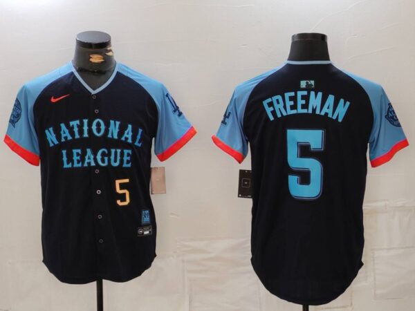 Men's National League #5 Freddie Freeman Navy 2024 All-Star Limited Stitched Baseball Jerseys