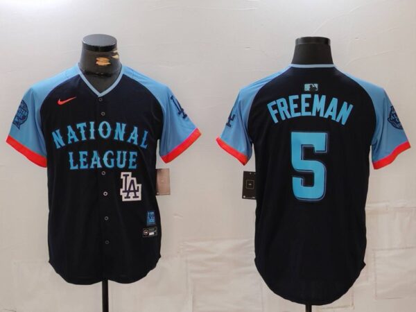 Men's National League #5 Freddie Freeman Navy 2024 All-Star Limited Stitched Baseball Jerseys