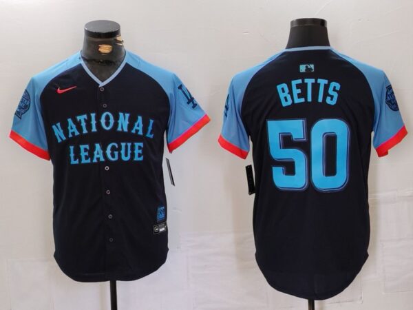 Men's National League #50 Mookie Betts Navy 2024 All-Star Limited Stitched Baseball Jerseys