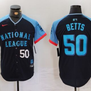 Men's National League #50 Mookie Betts Navy 2024 All-Star Limited Stitched Baseball Jerseys
