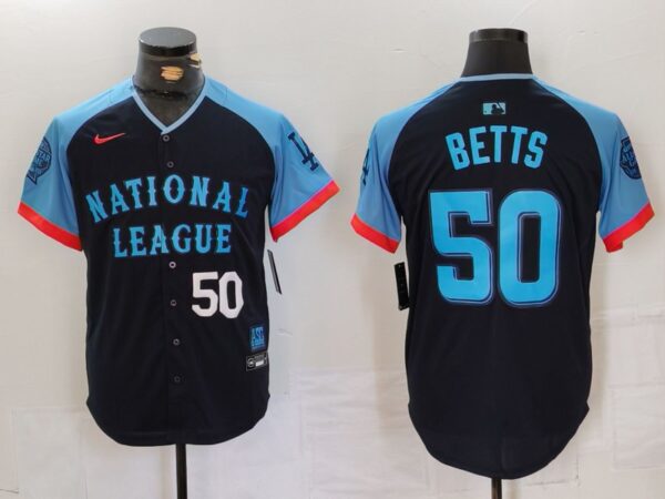 Men's National League #50 Mookie Betts Navy 2024 All-Star Limited Stitched Baseball Jerseys
