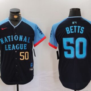 Men's National League #50 Mookie Betts Navy 2024 All-Star Limited Stitched Baseball Jerseys
