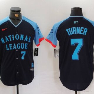 Men's National League #7 Trea Turner Navy 2024 All-Star Limited Stitched Baseball Jerseys