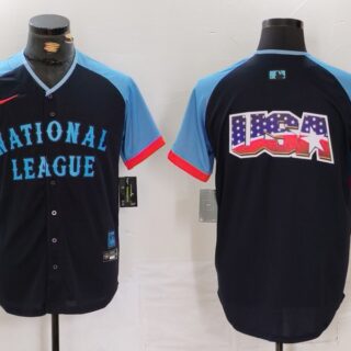 Men's National League Navy 2024 All-Star Big Logo Limited Stitched Baseball Jerseys
