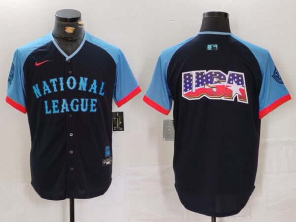 Men's National League Navy 2024 All-Star Big Logo Limited Stitched Baseball Jerseys