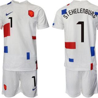 Men's Netherlands #1 Stehelenburg White Away Soccer Jersey Suit