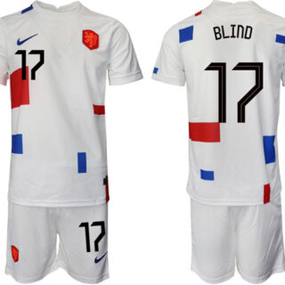Men's Netherlands #17 Bltnd White Away Soccer Jersey Suit