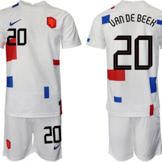 Men's Netherlands #20 Uan De Beeh White Away Soccer Jersey Suit