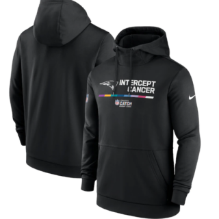 Men's New England Patriots 2022 Black Crucial Catch Therma Performance Pullover Hoodie