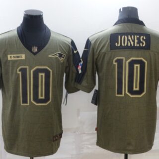 Men's New England Patriots #10 Mac Jones 2021 Olive Salute To Service Limited Stitched Jersey