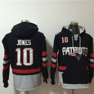 Men's New England Patriots #10 Mac Jones Black Ageless Must-Have Lace-Up Pullover Hoodie