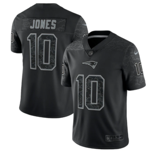 Men's New England Patriots #10 Mac Jones Black Reflective Limited Stitched Football Jersey