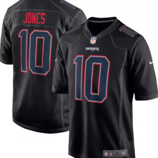Men's New England Patriots #10 Mac Jones Black Stitched Football Jersey