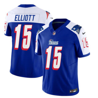 Men's New England Patriots #15 Ezekiel Elliott Blue White 2023 F.U.S.E. Vapor Limited Stitched Football Jersey