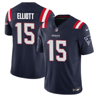 Men's New England Patriots #15 Ezekiel Elliott Navy 2023 F.U.S.E. Vapor Limited Stitched Football Jersey
