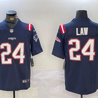 Men's New England Patriots #24 Ty Law Navy Vapor Limited Stitched Football Jersey