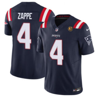 Men's New England Patriots #4 Bailey Zappe Navy 2023 F.U.S.E. With John Madden Patch Vapor Limited Stitched Football Jersey