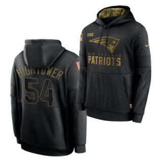 Men's New England Patriots #54 Dont'a Hightower 2020 Salute To Service Black Sideline Performance Pullover Hoodie