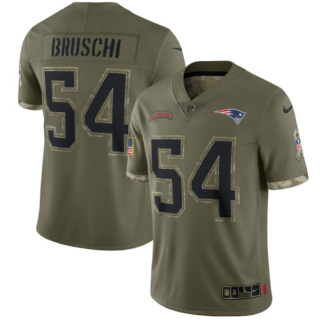 Men's New England Patriots #54 Tedy Bruschi Olive 2022 Salute To Service Limited Stitched Jersey