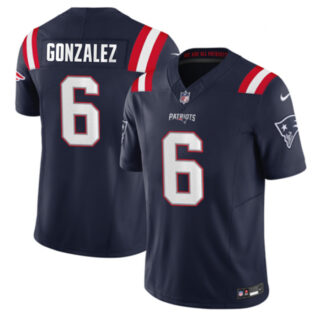 Men's New England Patriots #6 Christian Gonzalez Navy 2023 F.U.S.E. Vapor Limited Stitched Football Jersey