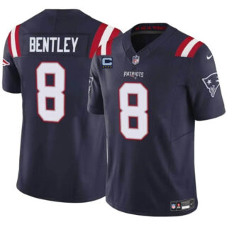 Men's New England Patriots #8 Ja'Whaun Bentley Navy F.U.S.E. With 4-Star C Patch Vapor Limited Stitched Football Jersey