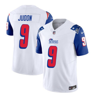 Men's New England Patriots #9 Matthew Judon White Blue 2023 F.U.S.E. Throwback Limited Stitched Football Jersey