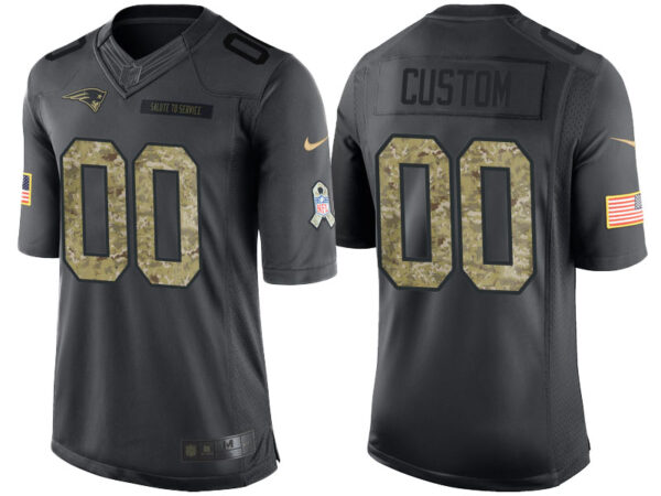 Men's New England Patriots Customized Black Camo 2016 Salute to Service Jersey