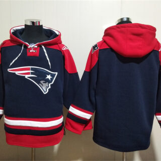 Men's New England Patriots Blank Navy Ageless Must-Have Lace-Up Pullover Hoodie