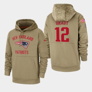 Men's New England Patriots Tom Brady 2019 Salute to Service Sideline Therma Hoodie - Tan