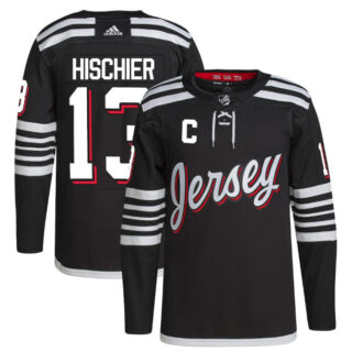 Men's New Jersey Devils #13 Nico Hischier 2021 2022 Black Stitched Jersey