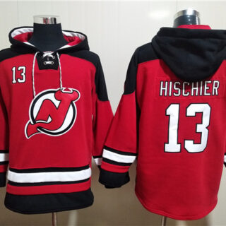 Men's New Jersey Devils #13 Nico Hischier Red Ageless Must-Have Lace-Up Pullover Hoodie