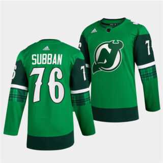 Men's New Jersey Devils #76 P.K. Subban Green Warm-Up St Patricks Day Stitched Jersey