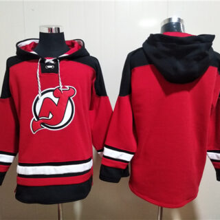 Men's New Jersey Devils Blank Red Ageless Must-Have Lace-Up Pullover Hoodie